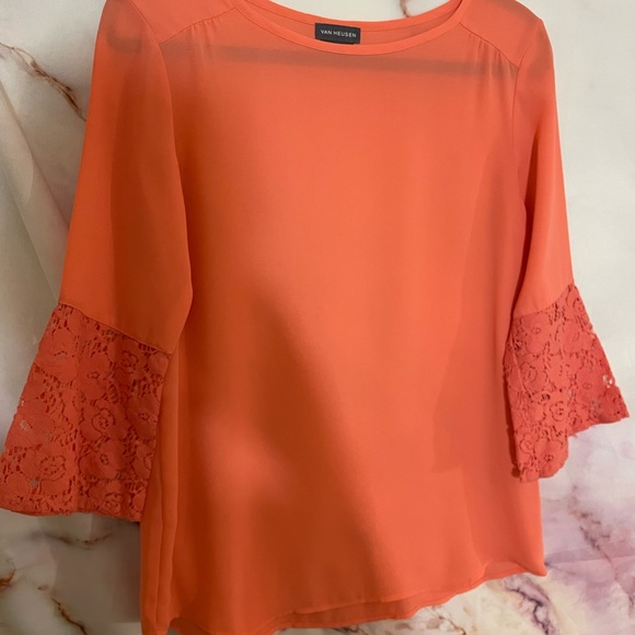 Van Heusen Orange Lace Sleeve Blouse - Picture 1 of 4